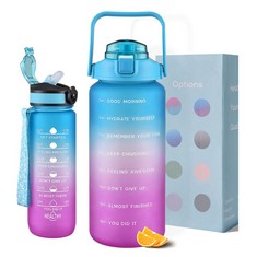 QUANTITY OF ASSORTED ITEMS TO INCLUDE EYQ 2 PACKS WATER BOTTLE WITH STRAW, 800ML & 2L SPORTS WATER BOTTLE WITH MOTIVATIONAL FITNESS & TIME MARKER, BPA FREE TRITAN DRINK BOTTLE FOR OFFICE, SCHOOL, GYM