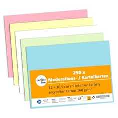 QUANTITY OF ASSORTED ITEMS TO INCLUDE PERFECT LINE - 250 PRESENTATION / INDEX CARDS IN 5 LIGHT COLOURS - PREMIUM QUALITY - RECYCLED CARDBOARD 12 X 10.5 CM - MADE IN GERMANY: LOCATION - RACK B