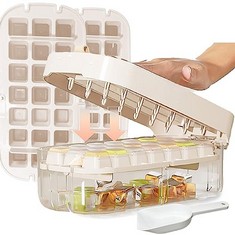 QUANTITY OF ASSORTED ITEMS TO INCLUDE ICE CUBE TRAY WITH LID, PRESS AND RELEASE SILICONE ICE CUBE TRAYS WITH BOX?REUSABLE 42 ICE CUBE MOULDS WITH SCOOP?STORAGE CONTAINER CUBES ICE MOULDS FOR FREEZER