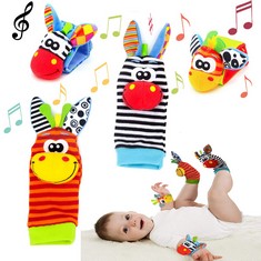 24 X BABY RATTLE SOCKS WRIST RATTLES FOOT FINDER SOCKS SET, BABY RATTLE TOYS ANIMAL WRIST RATTLE SOFT BELL STRAP DEVELOPMENT TOY GIFT FOR NEWBORN BABIES INFANT BOY GIRL 0-6 MONTH,2PCS WAIST 2PCS SOCK