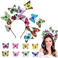 17 X ORGOUE BUTTERFLY HEADBAND, BUTTERFLY FASCINATOR BUTTERFLY HALLOWEEN HEADBAND FESTIVAL HAIR ACCESSORIES WITH 8 BUTTERFLY HAIR CLIPS FOR ADULTS WOMEN GIRLS FOR HALLOWEEN CARNIVAL PARTY FESTIVALS -