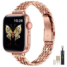 18 X MIOHHR SLIM STRAPS COMPATIBLE WITH APPLE WATCH STRAP 42MM 44MM 45MM 49MM,THIN STAINLESS STEEL METAL CHAIN BAND FOR WOMEN IWATCH STRAPS SERIES 9 8 7 6 5 4 3 2 1 SE,ROSE GOLD - TOTAL RRP £255: LOC