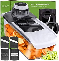 10 X KITCHEN MANDOLINE VEGETABLE SLICER - MANDOLINE FOOD SLICER - VEGGIE JULIENNE CUTTER & CHEESE GRATER - POTATO VEG SLICER - KITCHEN TOOLS & GADGETS , 6-IN-1 WHITE  - TOTAL RRP £167: LOCATION - RAC