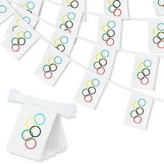 35 X G2PLUS OLYMPIC FLAG STRING BANNERS, 11M FLAGS BUNTING FOR OLYMPIC GAMES, 40PCS OLYMPICS RING BUNTING, OLYMPIC THEMED DECORATION BUNTING FOR OLYMPIC GAMES DECORATION - TOTAL RRP £262: LOCATION -