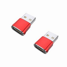 QUANTITY OF HERFAIR USB C TO USB MALE ADAPTER, MINI HI-SPEED USB FEMALE , TYPE-C  TO USB 2.0 MALE , TYPE-A  FAST CHARGING & DATA SYNC OTG ADAPTER CONNECTOR CONVERTER - PACK OF 2 , RED  - TOTAL RRP £1