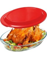 10 X GLASS BAKING DISH WITH LID, 3.5L - LASAGNE DISH FOR OVEN, NOT THE LID , OVAL, GLASS STORAGE CONTAINER WITH PLASTIC LID - TOTAL RRP £136: LOCATION - RACK C