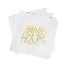 11 X LEKOCH WHITE DECORATION DISPOSABLE GUEST TOWEL LINEN FEEL DINNER NAPKIN PAPER | AIR-LAID NAPKINS PAPER HAND TOWELS FOR WEDDINGS RESTAURANT KITCHEN PARTIES |40 CM X 40CM PACK OF 50 , HAPPY HOUR