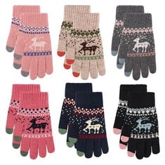 QUANTITY OF ADULT CLOTHES TO INCLUDE BEKECIDI 6 PAIRS WOMEN TOUCH SCREEN GLOVES, WINTER WARM KNITTED GLOVES, THERMAL GLOVES WITH FLEECE LINING FULL FINGER GLOVES STRETCHY MITTEN FOR OUTDOOR WALKING,