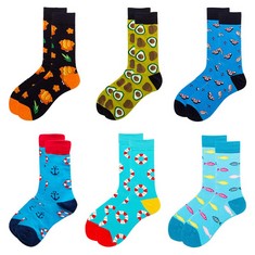 QUANTITY OF ADULT CLOTHES TO INCLUDE LZYMSZ 6 PAIRS SOCKS, FUNKY COTTON CREW SOCKS FOR THANKSGIVING, HALLOWEEN, CRAZY SOCKS FOR MEN WOMEN: LOCATION - RACK D