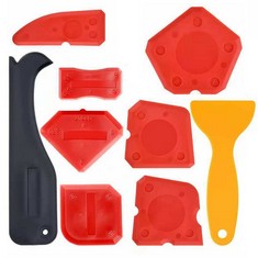 QUANTITY OF ASSORTED ITEMS TO INCLUDE 9 PIECES SEALANT CAULKING TOOL SILICONE SEALANT FINISHING TOOLS SEALANT DRESSING TOOL MULTI-EDGE SILICONE SEALANT APPLICATOR TOOL FOR KITCHEN BATHROOM FLOOR, RED