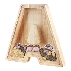 21 X VEYLIN WOODEN LETTER MONEY BOX, PERSONALISED PIGGY BANK, PAPER MONEY COIN BOX FOR KIDS, CLEAR MONEY SAVING BANK FOR BIRTHDAY GIFT HOME DECOR , B  - TOTAL RRP £122: LOCATION - RACK D