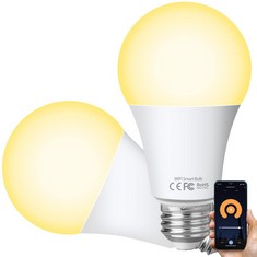 15 X HUTAKUZE ALEXA SMART LED BULBS E27, WIFI LIGHT BULB DIMMABLE, 10W WARM WHITE LIGHT, TIMING FUNCTION, COMPATIBLE WITH ALEXA ECHO ECHO DOT GOOGLE HOME, NO HUB REQUIRED, 2700K BULB, 2 PACK