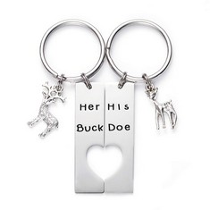 40 X LPARKIN BUCK GIFT KEYRINGS SET OF 2 FOR VALENTINES DAY BIRTHDAY   FROM BOYFRIEND GIRLFRIEND COUPLE, STAINLESS STEEL - TOTAL RRP £314: LOCATION - RACK A