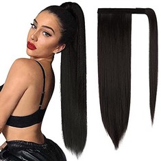 QUANTITY OF ASSORTED ITEMS TO INCLUDE ZAIQUN STRAIGHT PONYTAIL EXTENSIONS 28 INCH LONG WRAP AROUND SYNTHETIC HAIR PIECE CLIP IN PONYTAIL HAIR EXTENSIONS HAIRPIECE FOR WOMEN, 28'', NATURAL BLACK  RRP