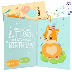 QUANTITY OF BIRTHDAY CARDS, FUNNY MUSIC AND SHAKING CORGI DOG BIRTHDAY CARDS, CORGI SHAKE BUTT HUMOROUS HAPPY BIRTHDAY GIFTS GREETING CARDS FOR WOMEN MEN MOM DAD HIM HER FRIENDS KIDS - TOTAL RRP £559