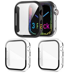 29 X DELIDIGI FOR APPLE WATCH SCREEN PROTECTOR 40MM, 3 PACK HARD APPLE WATCH CASE COVER WITH TEMPERED GLASS TOUCH SENSITIVE SHOCKPROOF COMPATIBLE WITH IWATCH SERIES 6 5 4 SE , BLACK+2 X CLEAR  - TOTA