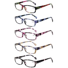 QUANTITY OF ASSORTED ITEMS TO INCLUDE KERECSEN 5-PACK READING GLASSES WOMEN SPRING HINGE PATTERN DESIGN GLASSES FOR READING, +0.75, 5 PACK MIX COLOR  RRP £250: LOCATION - RACK E