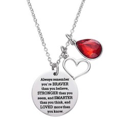 20 X YOU ARE BRAVER THAN YOU BELIEVE AWARENESS NECKLACE BIRTHSTONE GRADUATION GIFT BEST FRIEND ENCOURAGEMENT GIFTS - TOTAL RRP £137: LOCATION - RACK E