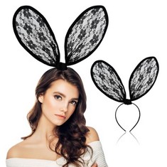 QUANTITY OF ASSORTED ITEMS TO INCLUDE SEXY LACE BUNNY EARS VEIL HEADBANDS,RABBIT EARS LACE MASK VEIL HEADBAND,BUNNY EARS HEADBAND EASTER HEADBAND,LACE HEADBAND BLACK,LACE BUNNY EARS VEIL HEADBANDS HE