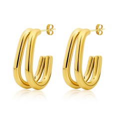 25 X STEALTH STONE CHUNKY GOLD HOOP EARRINGS FOR WOMEN LIGHTWEIGHT GOLDEN BEADS HYPOALLERGENIC 14K GOLD PLATED EARRINGS STUDS FASHION JEWELRY FOR WOMEN , STAR  - TOTAL RRP £173:: LOCATION - RACK E