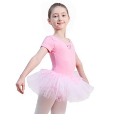 QUANTITY OF ASSORTED ITEMS TO INCLUDE KEFIYIS BALLET LEOTARD FOR GIRLS TUTU BALLET DRESS SHORT SLEEVE BALLET LEOTARD WITH SKIRT BALLERINA COSTUME DANCEWEAR FOR KIDS , 140, PINK : LOCATION - RACK E