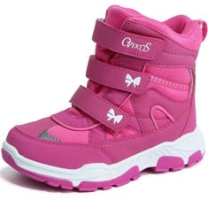 QUANTITY OF ASSORTED ITEMS TO INCLUDE YOUECCI BOYS GIRLS SNOW BOOTS WINTER WATERPROOF WALKING BOOTS KIDS HIKING BOOTS WARM OUTDOOR NON-SLIP CLIMBING SHOES ROSE RED 5.5 UK: LOCATION - RACK E