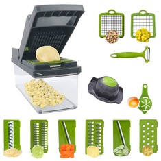 QUANTITY OF ASSORTED ITEMS TO INCLUDE 14-IN-1 VEGETABLE CHOPPER MULTIFUNCTIONAL KITCHEN ONION POTATO CUTTER PEELER GADGETS WITH CONTAINER AND DRAIN BASKET: LOCATION - RACK E