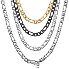 QUANTITY OF ASSORTED ITEMS TO INCLUDE FIGARO CHAIN STAINLESS STEEL CURB NECKLACE 6MM 18 INCH NECK LINK CHAIN FIGARO LINK CHAIN FOR MEN: LOCATION - RACK F