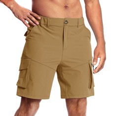 QUANTITY OF ASSORTED ITEMS TO INCLUDE MENS SUMMER BASIC CARGO SHORTS CASUAL CHINO SHORTS OUTDOOR SHORTS COMFORTABLE DRESS SHORTS KHAKI M RRP £250: LOCATION - RACK F