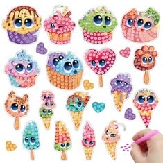 49 X CHENGXUN ICE CREAM CAKE DIAMOND PAINTING KITS FOR KIDS, 17 PACKS SUMMER 5D DIAMONDS STICKERS,GEM ARTS CRAFTS KITS FOR GIRLS KIDS AGES 4-6-8-12 , PINK02  - TOTAL RRP £204: LOCATION - RACK F