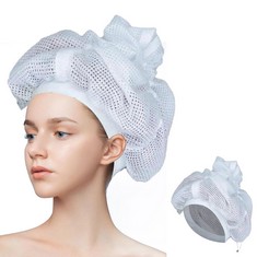 42 X NET PLOPPING CAP FOR CURLY HAIR, NET PLOPPING CAP FOR DRYING CURLY HAIR WITH DRAWSTRING, ADJUSTABLE NET PLOPPING CAP, NET PLOPPING BONNET CAP, FOR DRYING CURLY HAIR , WHITE-1PC  - TOTAL RRP £105