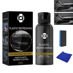 46 X AUTOMOTIVE PLASTIC REFURBISHMENT AGENT,CAR PLASTIC REFRESHING,BLACK PLASTIC RESTORER FOR CAR,CAR PLASTICS RESTORER REVITALIZING AGENT,EXTERIOR POLISHING & SCRATCH REMOVER 50ML - TOTAL RRP £107: