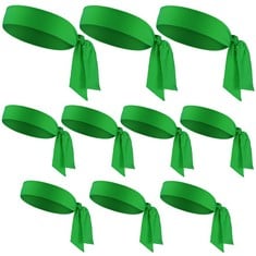 17 X GEEBUZZ 10 PCS TIE HEADBANDS FOR MEN WOMEN NINJA KARATE PIRATE HEADBANDS ELASTIC SWEAT SPORTS ATHLETIC SWEATBANDS HEADBANDS FOR TENNIS WORKOUT RUNNING BASEBALL , GREEN  - TOTAL RRP £141: LOCATIO