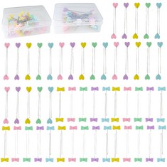 42 X SEWING PINS 100 PIECES STRAIGHT SAFETY DRESSMAKING PINS DECORATIVE FLAT HEAD PINS WITH STORAGE BOX, SEWING QUILTING TOOLS FOR CRAFTING JEWELLERY DIY - TOTAL RRP £157: LOCATION - RACK A