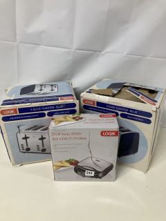 3 X ASSORTED LOGIK ITEMS INC LOGIK STAINLESS STEEL SANDWICH MAKER