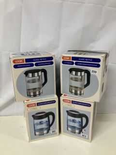 4 X LOGIK GLASS KETTLES