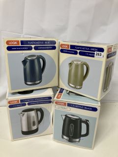 4 X LOGIK 1.7L KETTLES - ASSORTED COLOURS