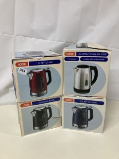 4 X LOGIK 1.7L KETTLES - ASSORTED COLOURS