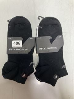 2 X EMPORIO ARMANI 3 PACK SOCKS (WHITE, BLACK & NAVY) - S/M