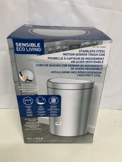 SENSIBLE ECO LIVING STAINLESS STEEL MOTION SENSOR TRASH CAN