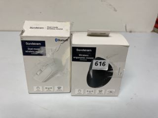 3 X ASSORTED SANDSTROM PC MICE INC. WIRELESS ERGONOMIC MOUSE