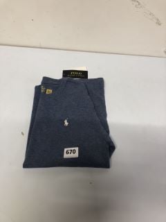 RALPH LAUREN POLO T-SHIRT - BLUE - SIZE: M (10-12)