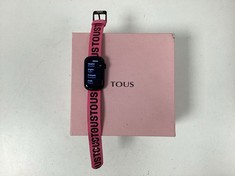 TOUS SMARTWATCH (ORIGINAL RRP - €139.00) IN PINK STRAP, BLACK WATCH: MODEL NO 200351088 (WITH PINK STRAP, CHARGER AND CASE, STRIPES ON DISPLAY) [JPTZ6624