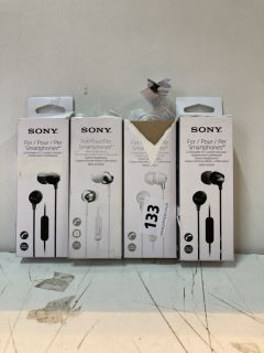 4 X SONY WIRED EARPHONES