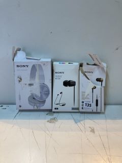 3 X SONY WIRED HEADPHONES INC SONY MDR-ZX310AP