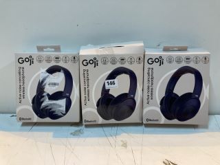 3 X GOJI ACTIVE NOISE CANCELLING WIRELESS HEADPHONES