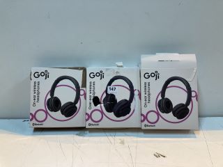 3 X GOJI ON-EAR WIRELESS HEADPHONES