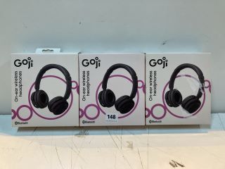 3 X GOJI ON-EAR WIRELESS HEADPHONES