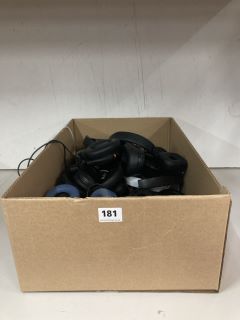 BOX OF ASSORTED HEADPHONES