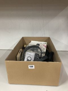 BOX OF ASSORTED ITEMS INC HX HEADPHONES